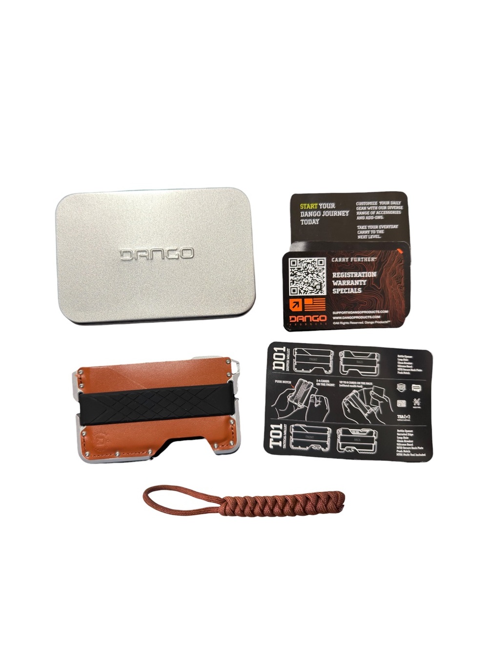Dango D01 DAPPER™ Wallet RFID Blocking Whiskey Brown Leather & Satin Silver